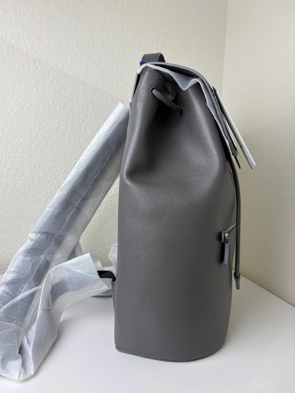 Burberry Charcoal Gray Leather Flap Backpack